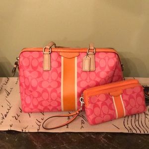 Fabulous Coach orange and pink purse